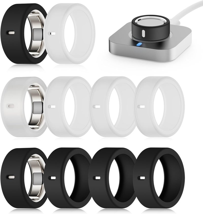 Snyeest 10 Packs Cover Compatible for Oura Ring 4/Gen 3 Heritage/Gen 3 Horizon,Charging Directly,Silicone Anti-Scratch Elastic Ring Finger Case Woking Out Gym for Women Men-Size 14 - Image 1